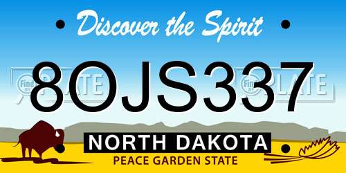 8OJS337 North Dakota License Plate
