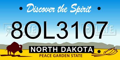 8OL3107 North Dakota License Plate
