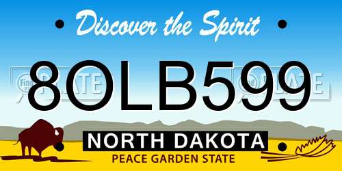 8OLB599 North Dakota License Plate
