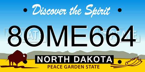 8OME664 North Dakota License Plate