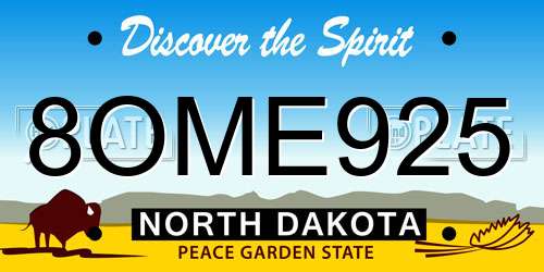 8OME925 North Dakota License Plate
