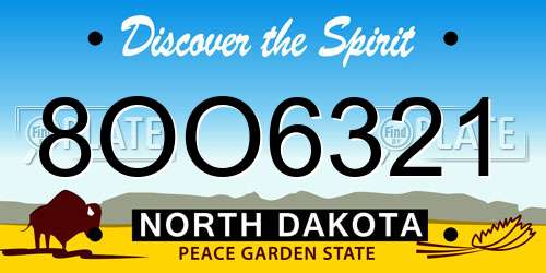 8OO6321 North Dakota License Plate