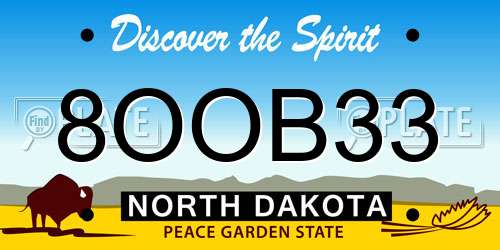 8OOB33 North Dakota License Plate