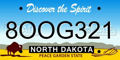 8OOG321 North Dakota License Plate