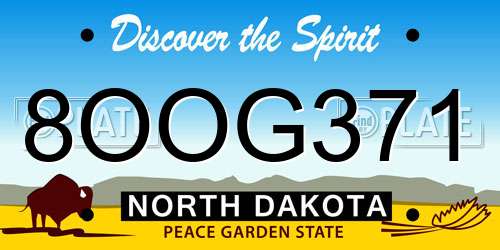 8OOG371 North Dakota License Plate