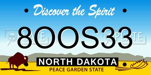 8OOS33 North Dakota License Plate