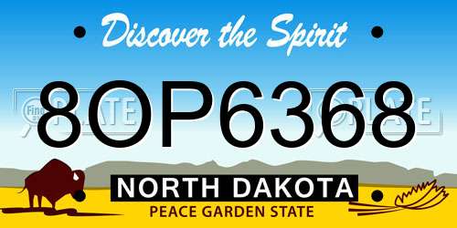 8OP6368 North Dakota License Plate