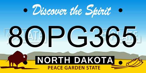 8OPG365 North Dakota License Plate