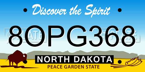 8OPG368 North Dakota License Plate