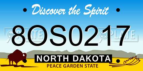 8OS0217 North Dakota License Plate