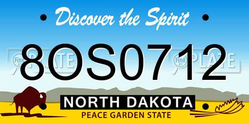 8OS0712 North Dakota License Plate