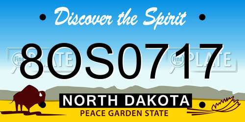8OS0717 North Dakota License Plate