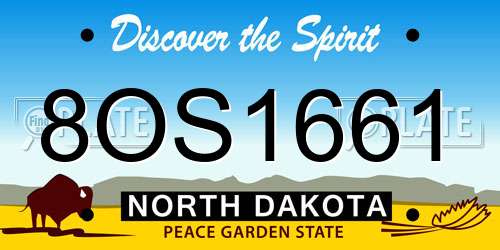 8OS1661 North Dakota License Plate