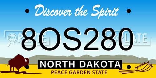 8OS280 North Dakota License Plate