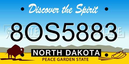 8OS5883 North Dakota License Plate