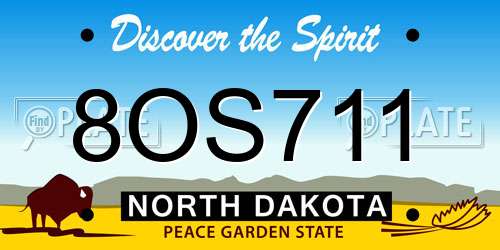 8OS711 North Dakota License Plate