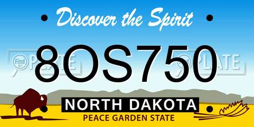 8OS750 North Dakota License Plate