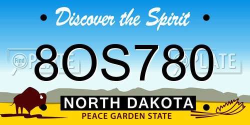 8OS780 North Dakota License Plate