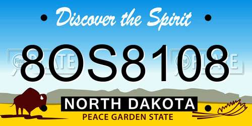 8OS8108 North Dakota License Plate