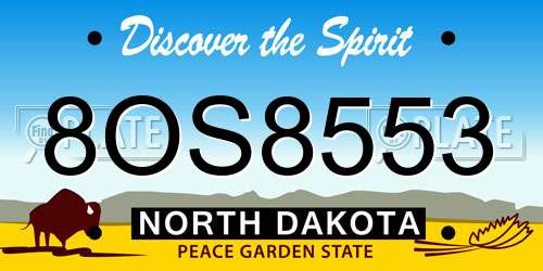8OS8553 North Dakota License Plate