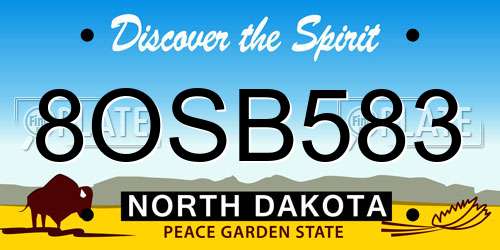 8OSB583 North Dakota License Plate