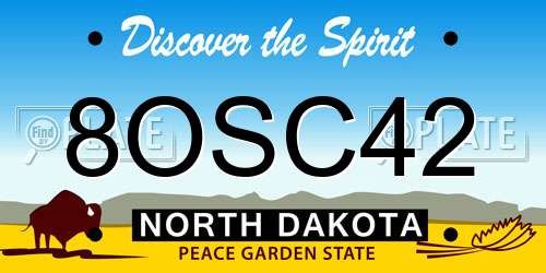 8OSC42 North Dakota License Plate