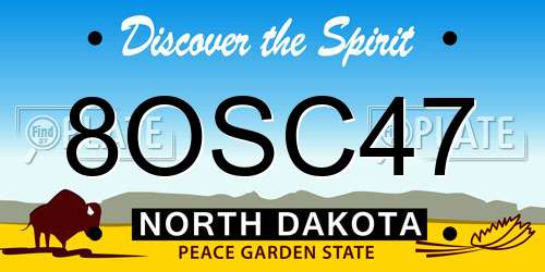 8OSC47 North Dakota License Plate