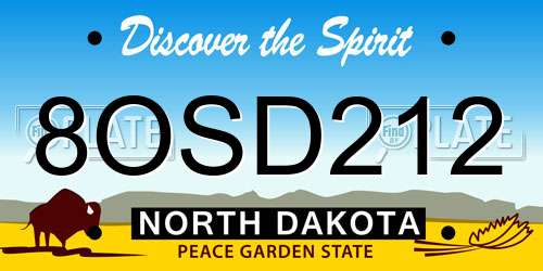 8OSD212 North Dakota License Plate