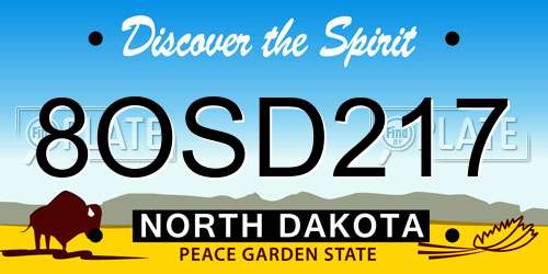 8OSD217 North Dakota License Plate