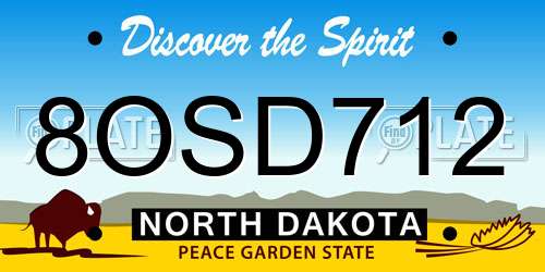 8OSD712 North Dakota License Plate