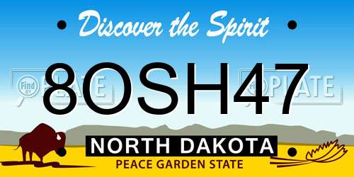 8OSH47 North Dakota License Plate