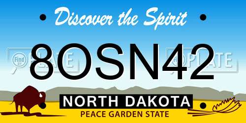 8OSN42 North Dakota License Plate