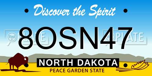 8OSN47 North Dakota License Plate