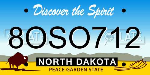 8OSO712 North Dakota License Plate