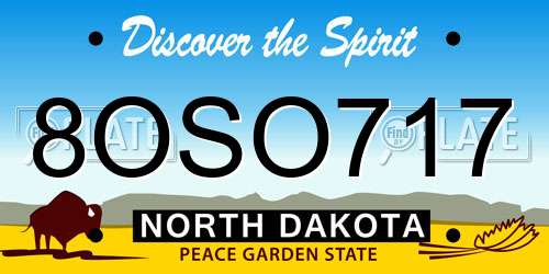8OSO717 North Dakota License Plate