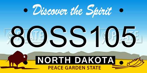 8OSS105 North Dakota License Plate