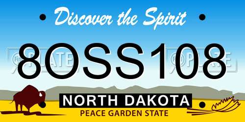 8OSS108 North Dakota License Plate