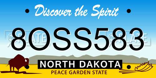8OSS583 North Dakota License Plate