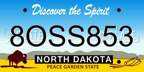 8OSS853 North Dakota License Plate