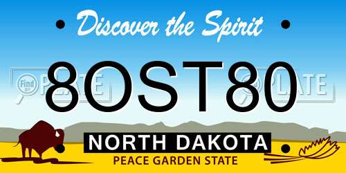 8OST80 North Dakota License Plate