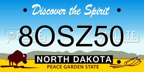 8OSZ50 North Dakota License Plate