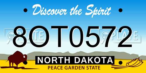 8OT0572 North Dakota License Plate