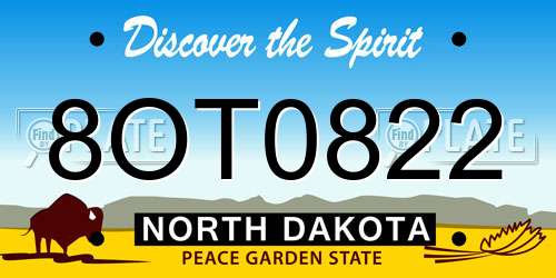 8OT0822 North Dakota License Plate