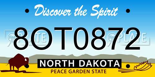 8OT0872 North Dakota License Plate