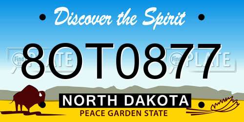 8OT0877 North Dakota License Plate
