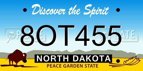 8OT455 North Dakota License Plate