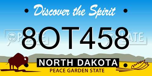 8OT458 North Dakota License Plate