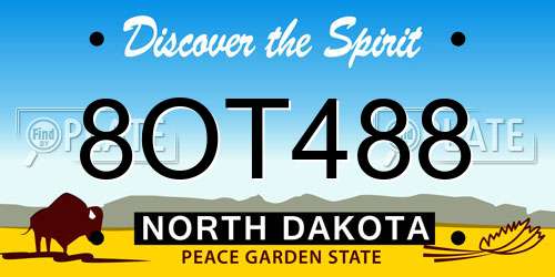 8OT488 North Dakota License Plate