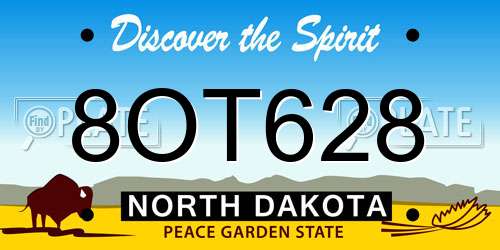 8OT628 North Dakota License Plate