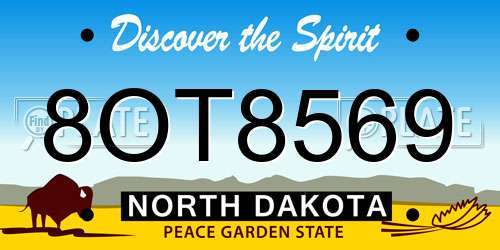 8OT8569 North Dakota License Plate